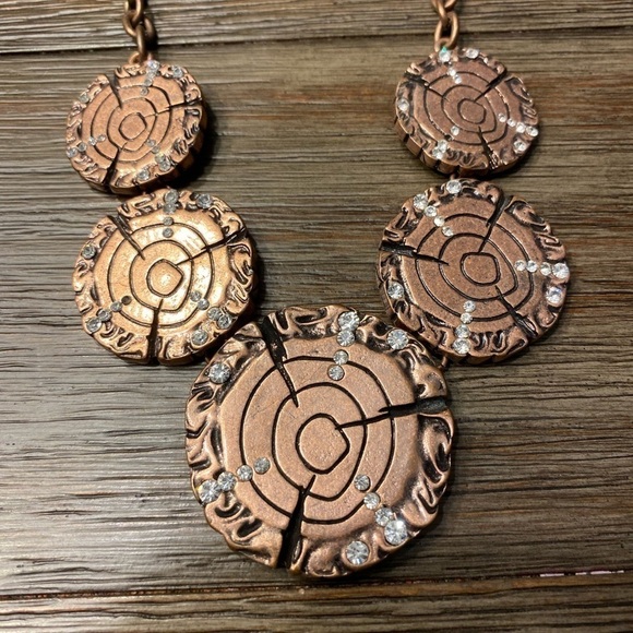 Bohemian brown/brown earring and necklace set. Pathway crack maze bling - Picture 3 of 6